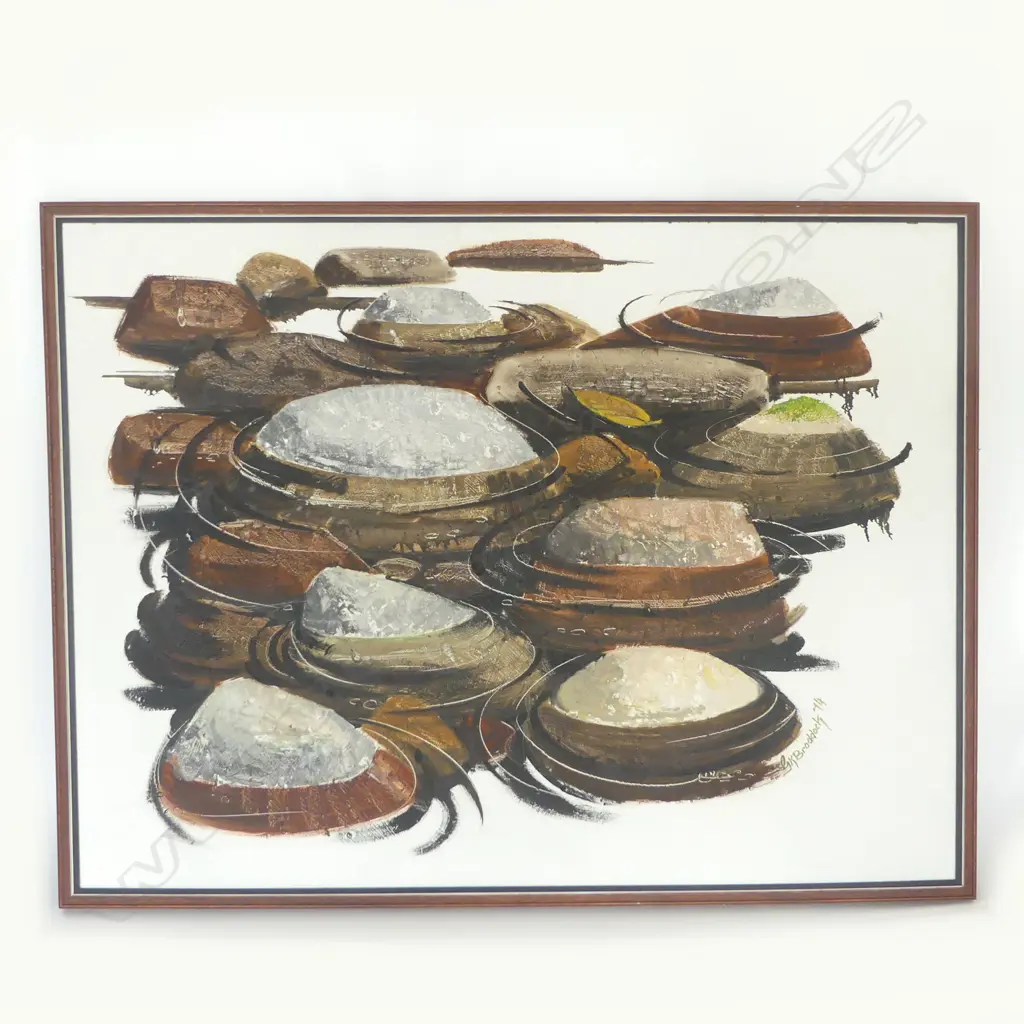GRAHAM BRADDOCK, ROCK SCENE, OIL ON BOARD '74 735x980mm Image 1++