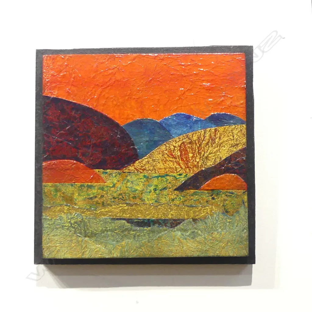 STUART JOBLING, LANDSCAPE COLLAGE, WAIHEKE IS. 2001 150x155mm Image 1++