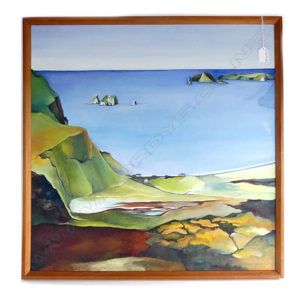 BARBARA KYURT ? OIL COASTAL LANDSCAPE signed & dated 1975. 595 x 595mm Image 1++
