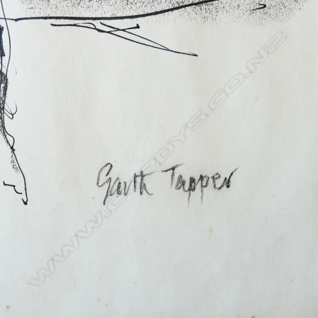 GARTH TAPPER, TWO JOCKEYS RACING, CHARCOAL ON PAPER, SIGNED, UNFRAMED, 600 x 680mm Image 1++