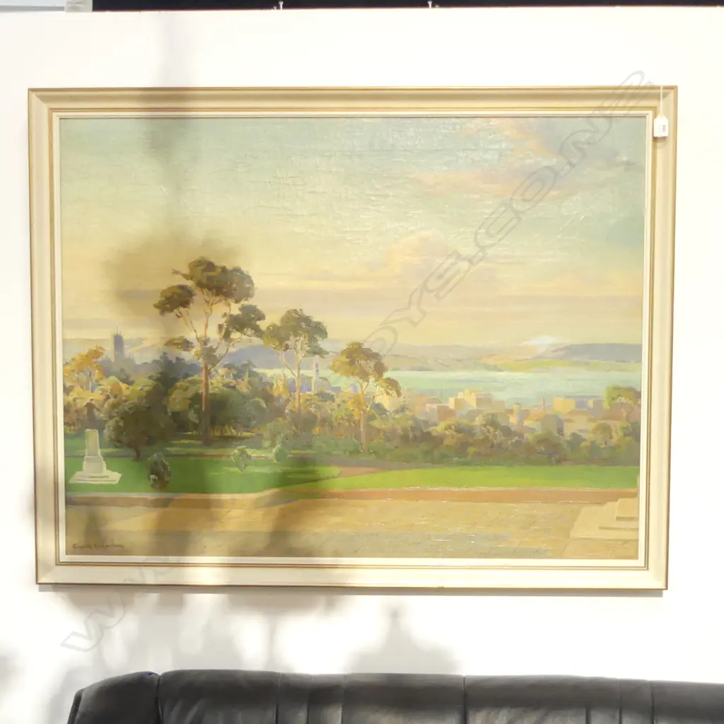 GWENETH RICHARDSON (1896-1980), VIEW FROM CENOTAPH, AUCKLAND DOMAIN, OIL ON CANVAS 810x1050mm Image 1++