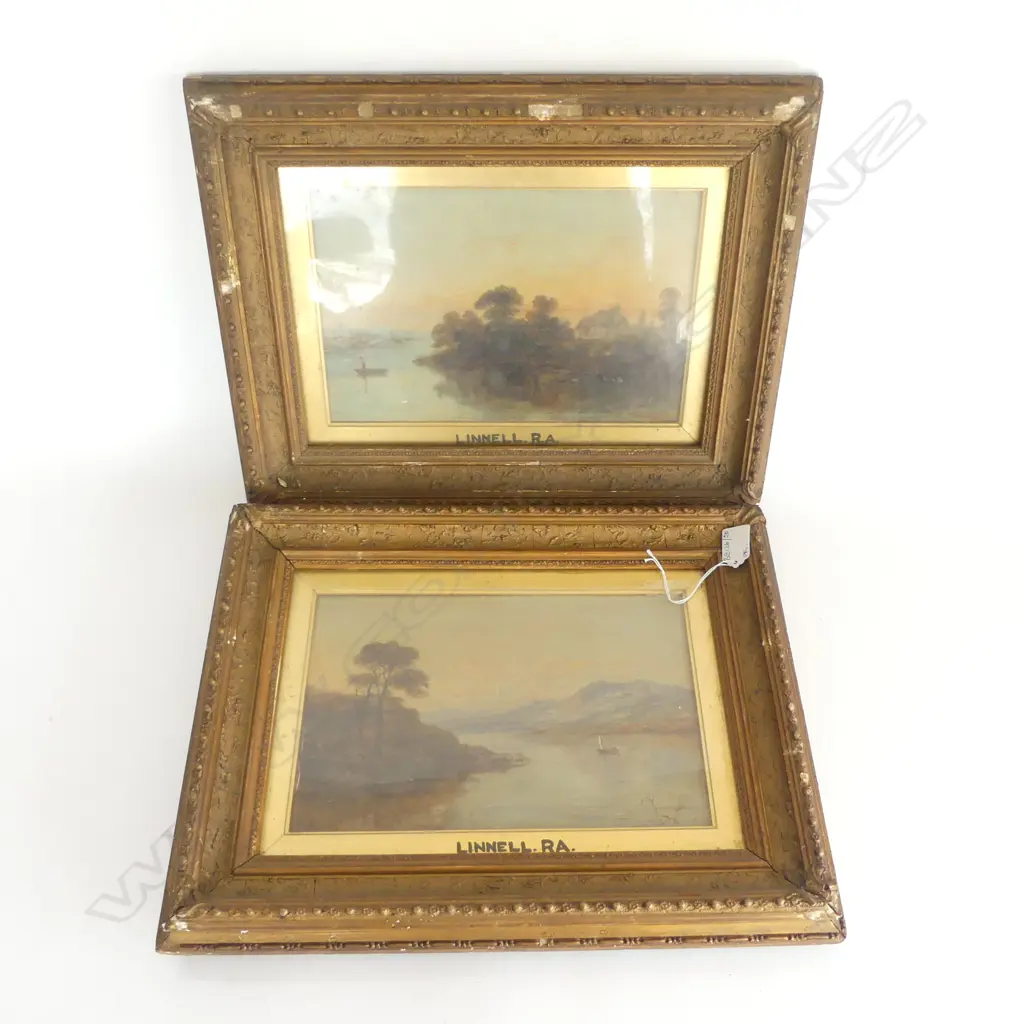 AFTER WILLIAM LINNELL (1826-1906) 'SUNRISE' & 'SUNSET' OIL ON BOARD 190x295mm Image 1++