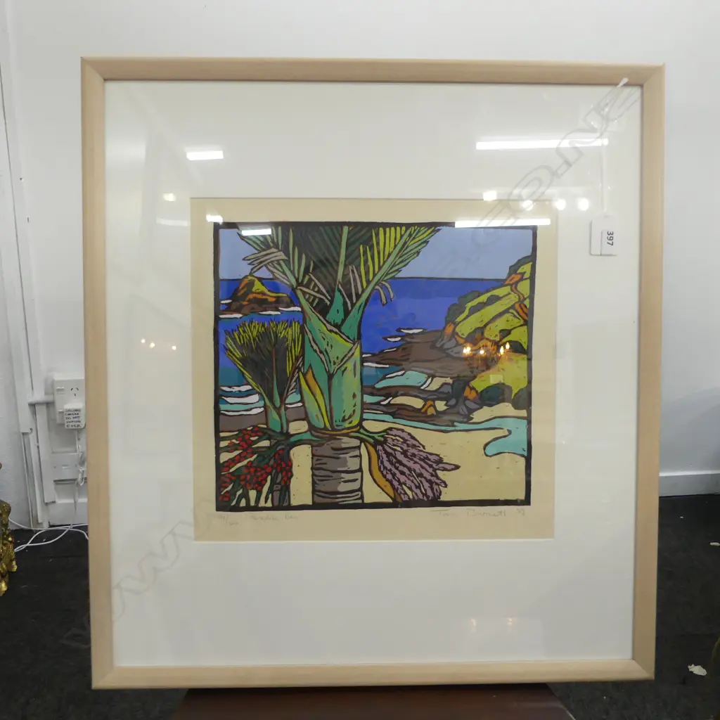 TOM BURNETT 'PARADISE BAY' SCREEN PRINT '89 114/150 290x310mm Image 1++
