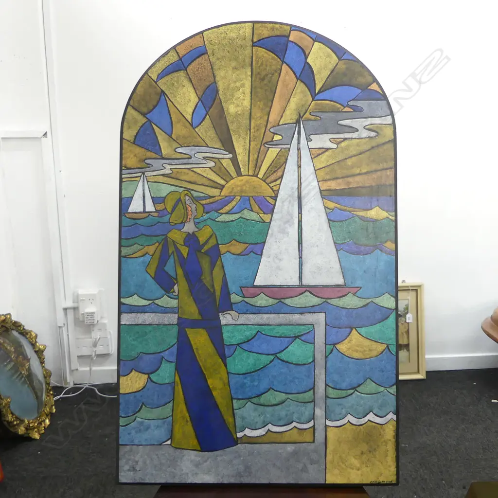 SIGNED DECO STYLE ARTWORK, ACRYLIC ON BOARD 750x450mm Image 1++