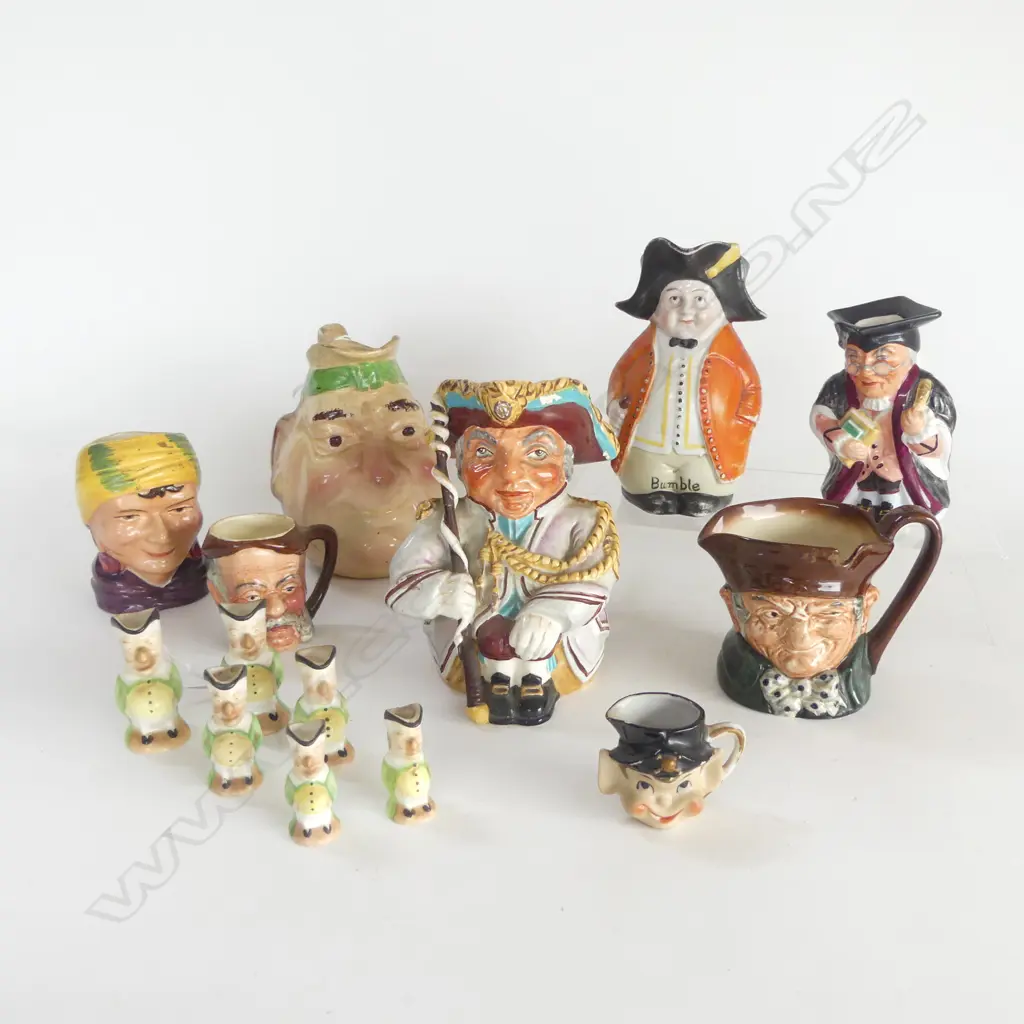 FOURTEEN ASST. CHARACTER AND TOBY JUGS - ONE DOULTON AND SOME PUNCH MINIS Image 1++