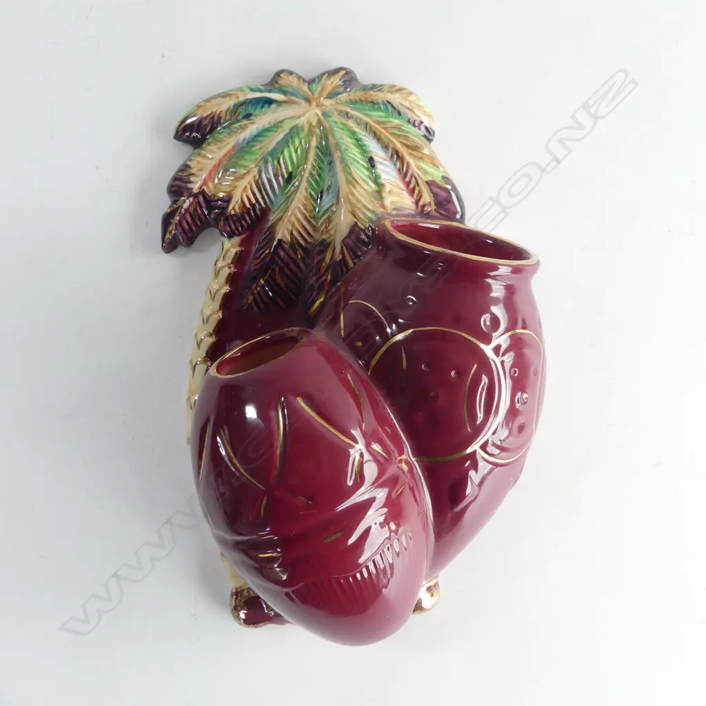BESWICK MAUVE PALMTREE WALL POCKET 1063. H. 240mm Image 1++