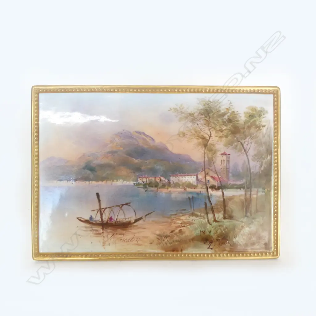 HANDPAINTED FREESTANDING ROYAL DOULTON PORCELAIN PLAQUE DEPICTS ITALIAN SCENE, SIGNED 'M PESCATORE" ? & "J.H.PLANK"?. 23 Image 1++