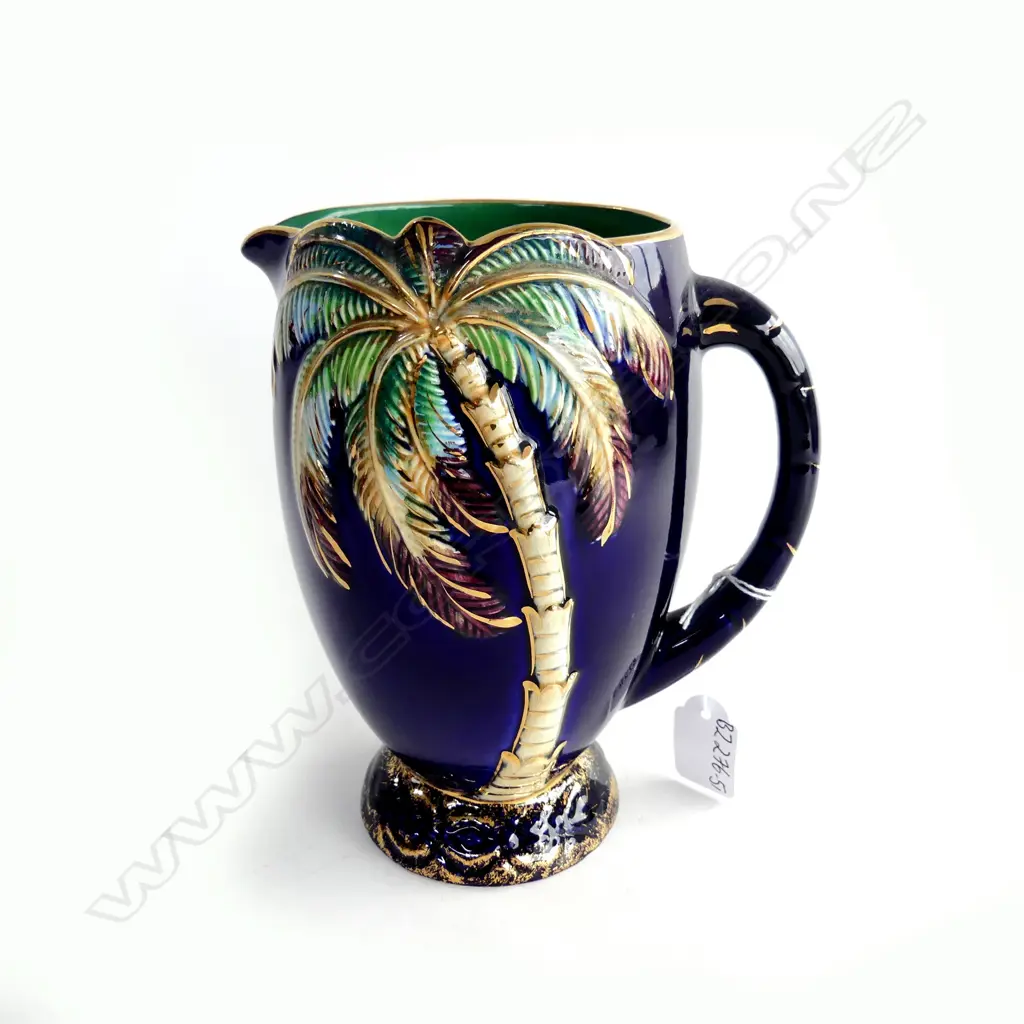BESWICK CERULIAN BLUE PALMTREE JUG 1074 190mm Image 1++