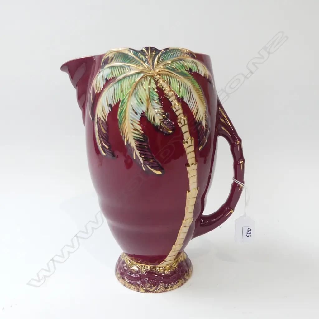 LGE BESWICK MAUVE PALMTREE JUG 1067. H. 280mm Image 1++