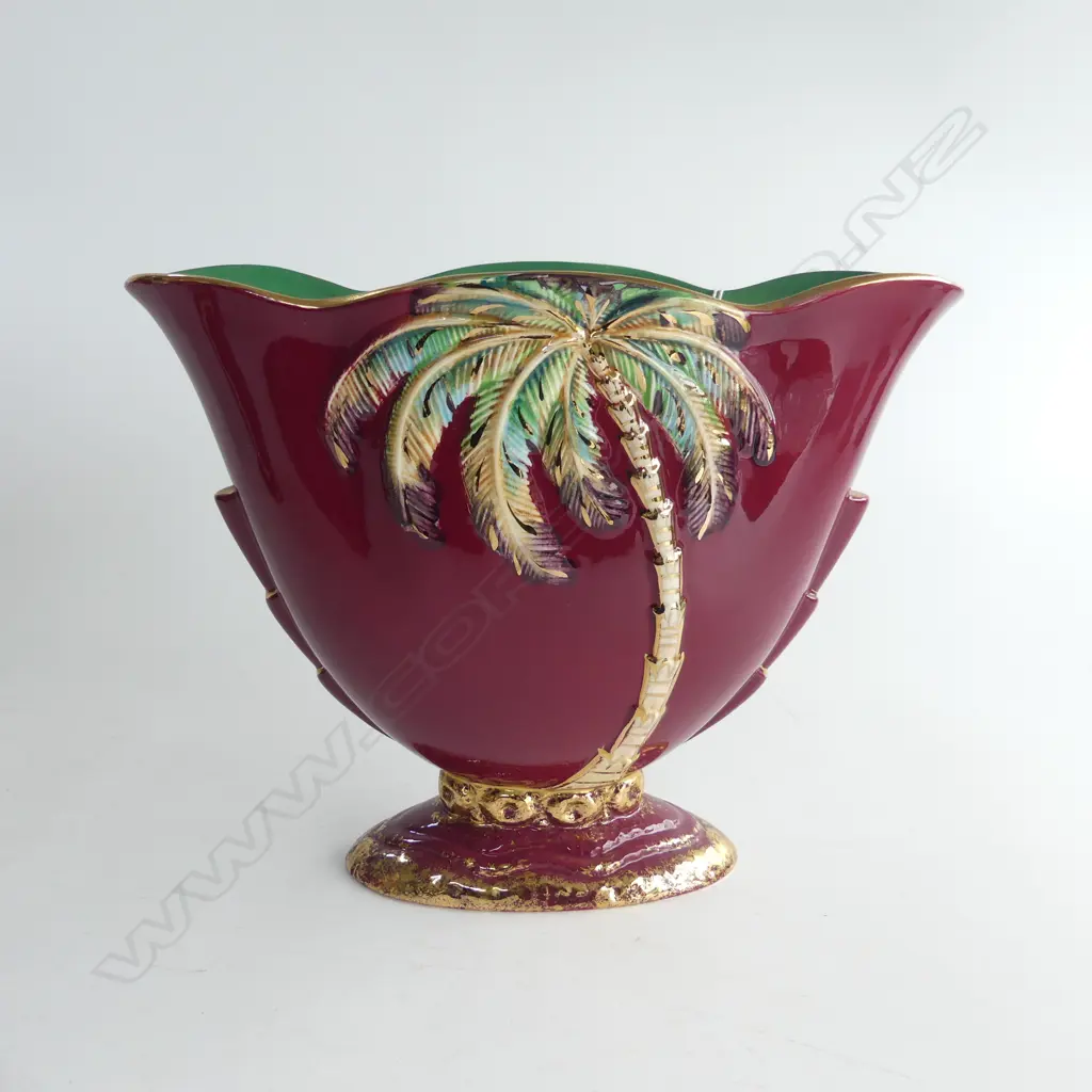 BESWICK WIDE MOUTHED LARGE MAUVE PALMTREE VASE 1065. 250X100X200mm Image 1++
