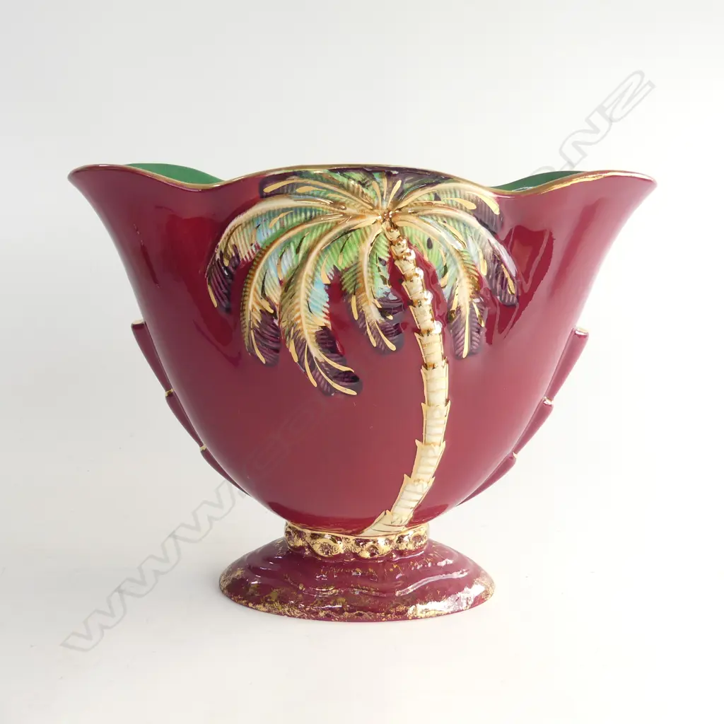 BESWICK WIDE MOUTHED LARGE MAUVE PALMTREE VASE 1065. 250X100X200mm Image 1++