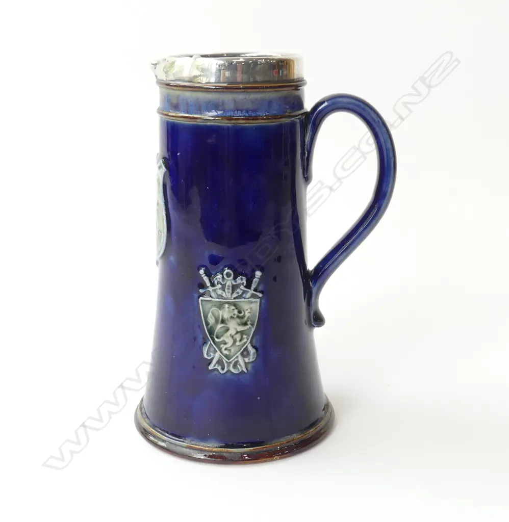 BRITISH SMALL ARMS SHOOTING COMP. PRIZE CUP BY ROYAL DOULTON STERLING SILVER RIM BIRMINGHAM 1923 NB: SMALL FACTORY FLAW  Image 1++