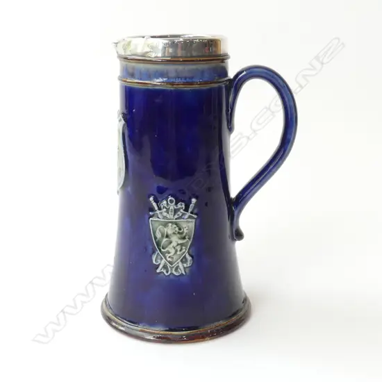 BRITISH SMALL ARMS SHOOTING COMP. PRIZE CUP BY ROYAL DOULTON STERLING SILVER RIM BIRMINGHAM 1923 NB: SMALL FACTORY FLAW 
