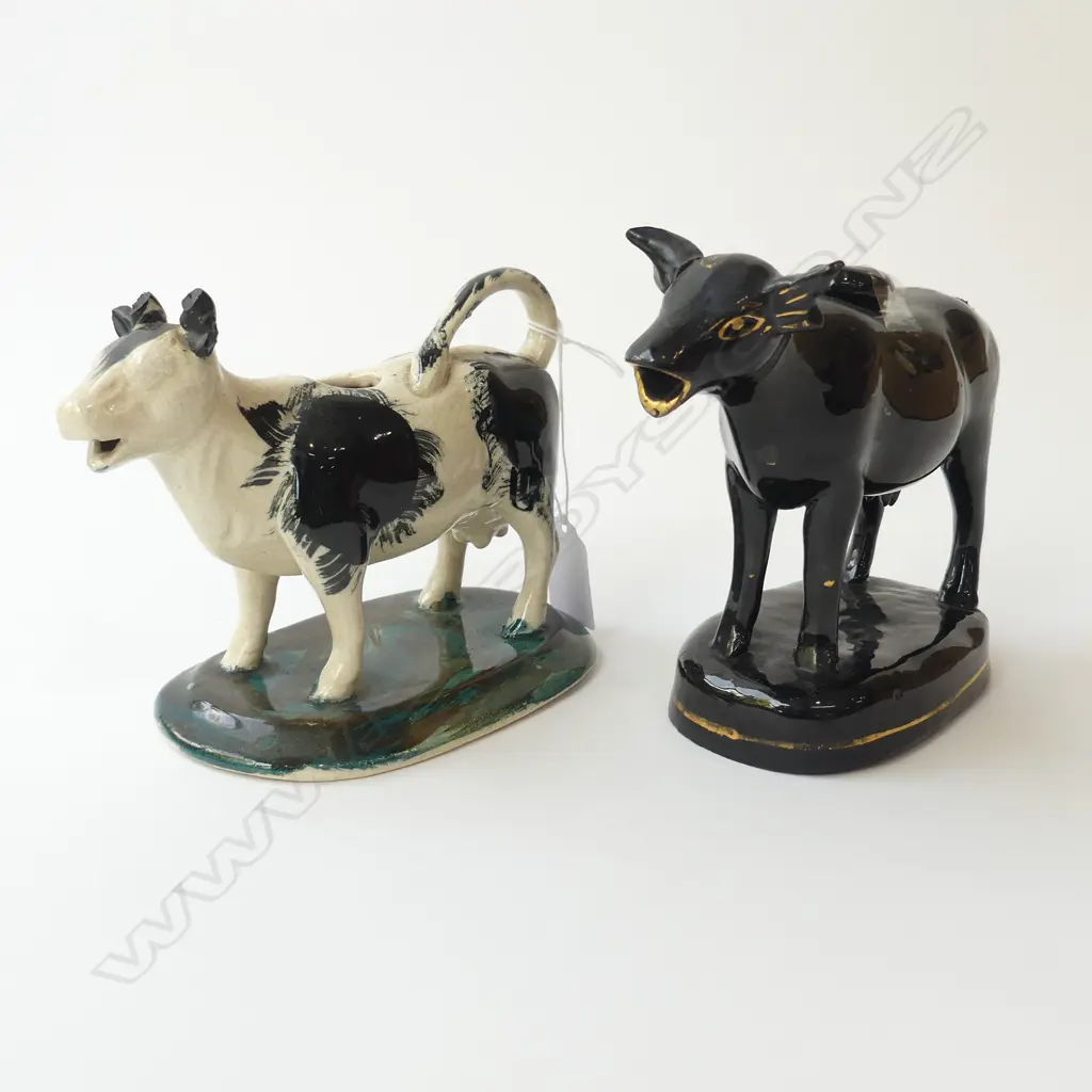 TWO EARLY VICTORIAN COW CREAMERS A/F L.160MM Image 1++