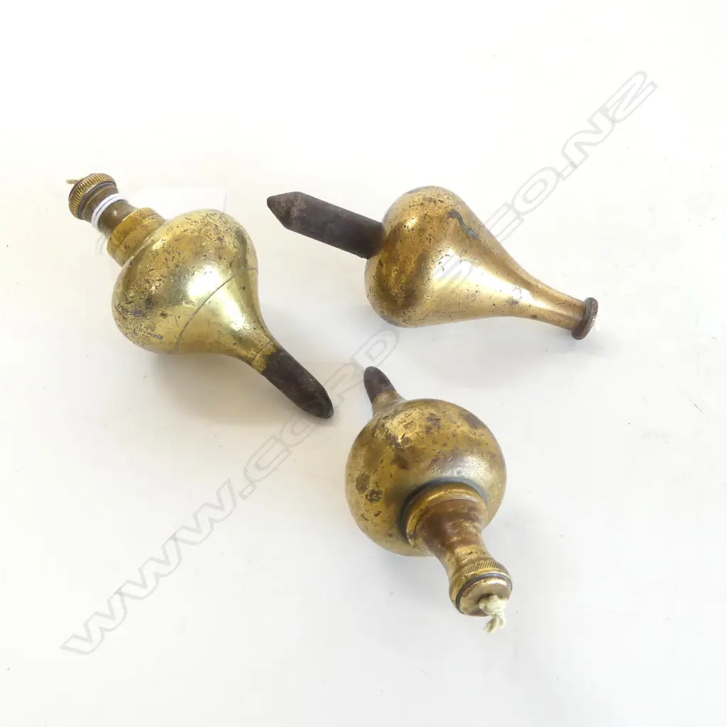 TRIO VINTAGE BRASS PLUMB BOBS Image 1++
