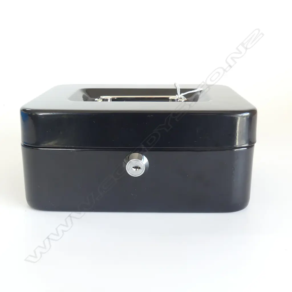 COLLECTION OF WORLD COINS IN METAL LOCK BOX Image 1++