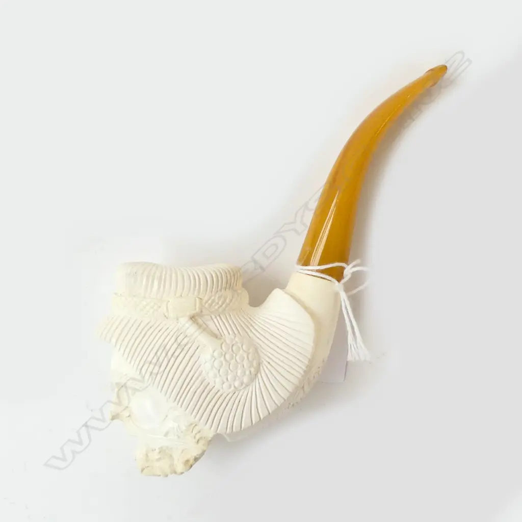 NEW OLD STOCK MEERSCHAUM PIPE carved with head of a Turkish gent Image 1++