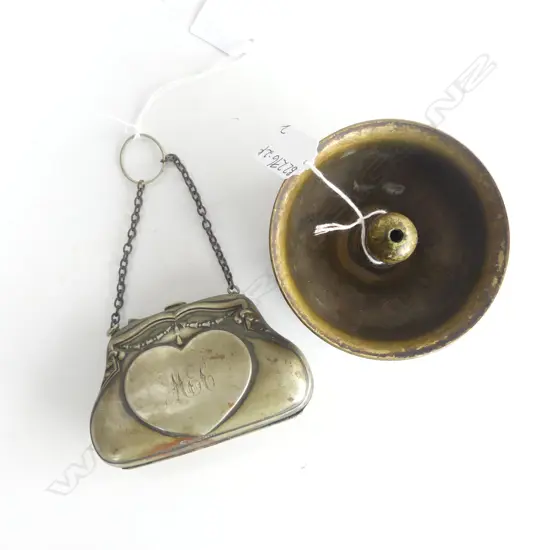 OLD TRENCH ART CIGAR TRAY WITH CENTRE THREADED AIRER & OLD VICTORIAN NICKEL PURSE 