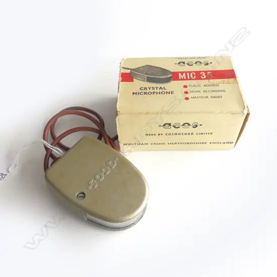 ORIGHINAL BOXED 1950S CRYSTAL MICROPHONE, THE ACOS 35 -1 MADE BY COSMOCORD ENGLAND