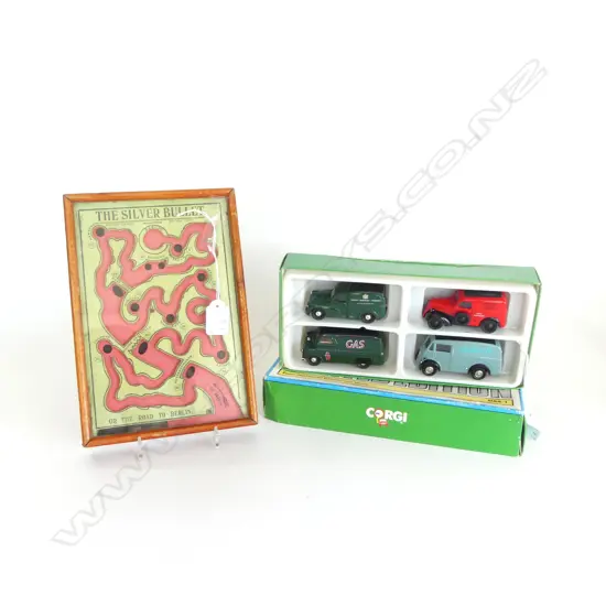THE SILVER BULLET' PINBALL TYPE GAME 'OR THE ROAD TO BERLIN' WITH LIMITED EDITION FOUR BOXED CORGI VANS. 