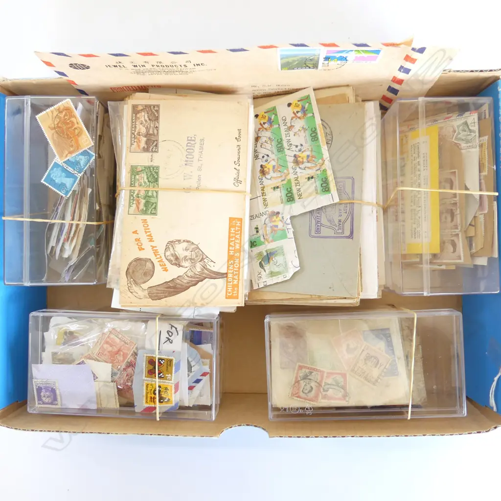 BOX LOT MIXED STAMPS  NZ ETC Image 1++