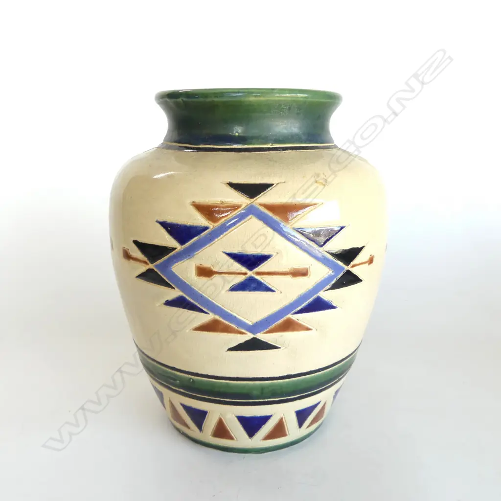 POTTERY VASE AZTEC TYPE DESIGNS H.240mm Image 1++
