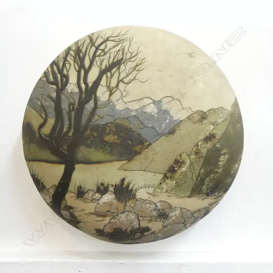 MARY FORREST, STUDIO POTTERY CLAYSCAPE 290mm dia