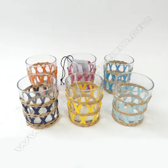 SET OF 6 POLS POTTEN NETHERLANDS REED GLASSES NEW WITH TAGS H.95MM   