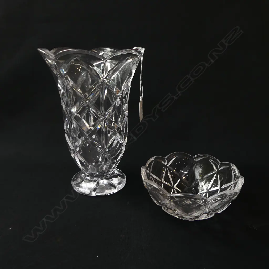 WATERFORD MARQUIS CRYSTAL VASE H.200mm + SMALL BOWL 125mm dia Image 1++
