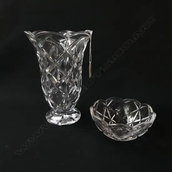 WATERFORD MARQUIS CRYSTAL VASE H.200mm + SMALL BOWL 125mm dia