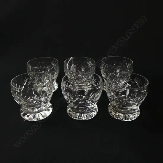 SET OF 6 WEBB CORBETT CUT CRYSTAL WHISKY GLASSES GEORGIAN PATTERN H.65MM