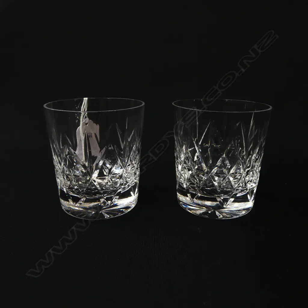 PAIR OF QUALITY CUT CRYSTAL WHISKY GLASSES H.80MM Image 1++