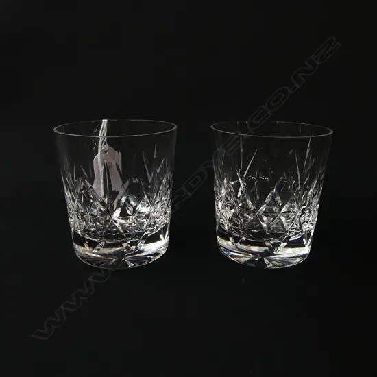 PAIR OF QUALITY CUT CRYSTAL WHISKY GLASSES H.80MM
