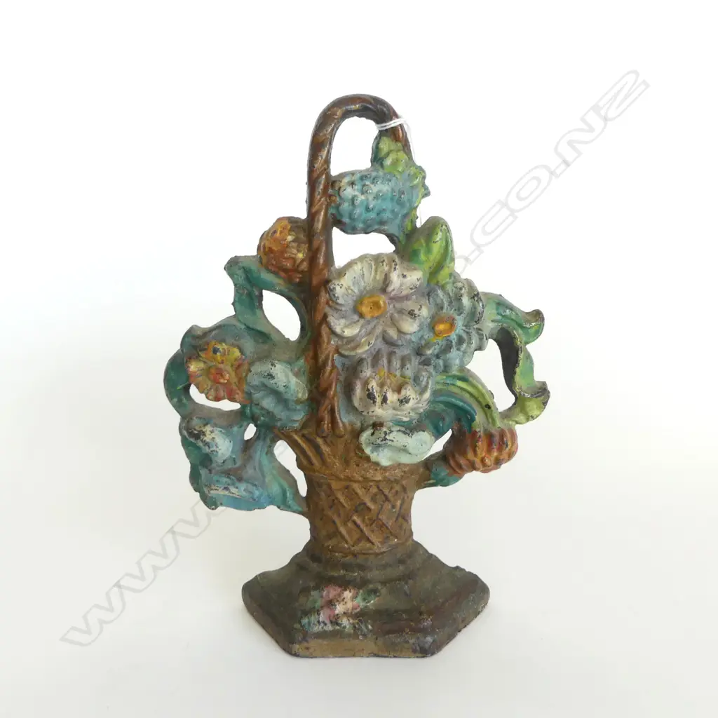 PAINTED CAST IRON FLOWER BASKET DOOR STOP H.240mm Image 1++