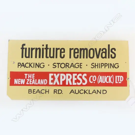 VINTAGE NEIL BUNT HAND PAINTED SIGN - NZ EXPRESS CO. 230x460mm reverse also painted