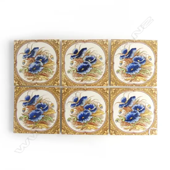 SIX VICTORIAN TILES FLORAL THEME 150X150mm