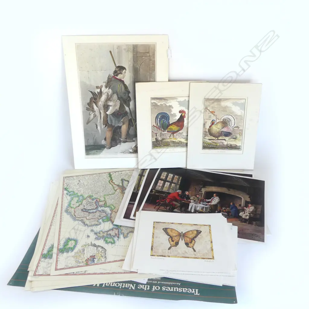 3 VINTAGE HAND COLOURED PRINTS, 230 X 170mm & 430 x 290mm, 11 ASST OLD STYLE MAPS OF EUROPE & UK & FOLIO OF PRINTS Image 1++