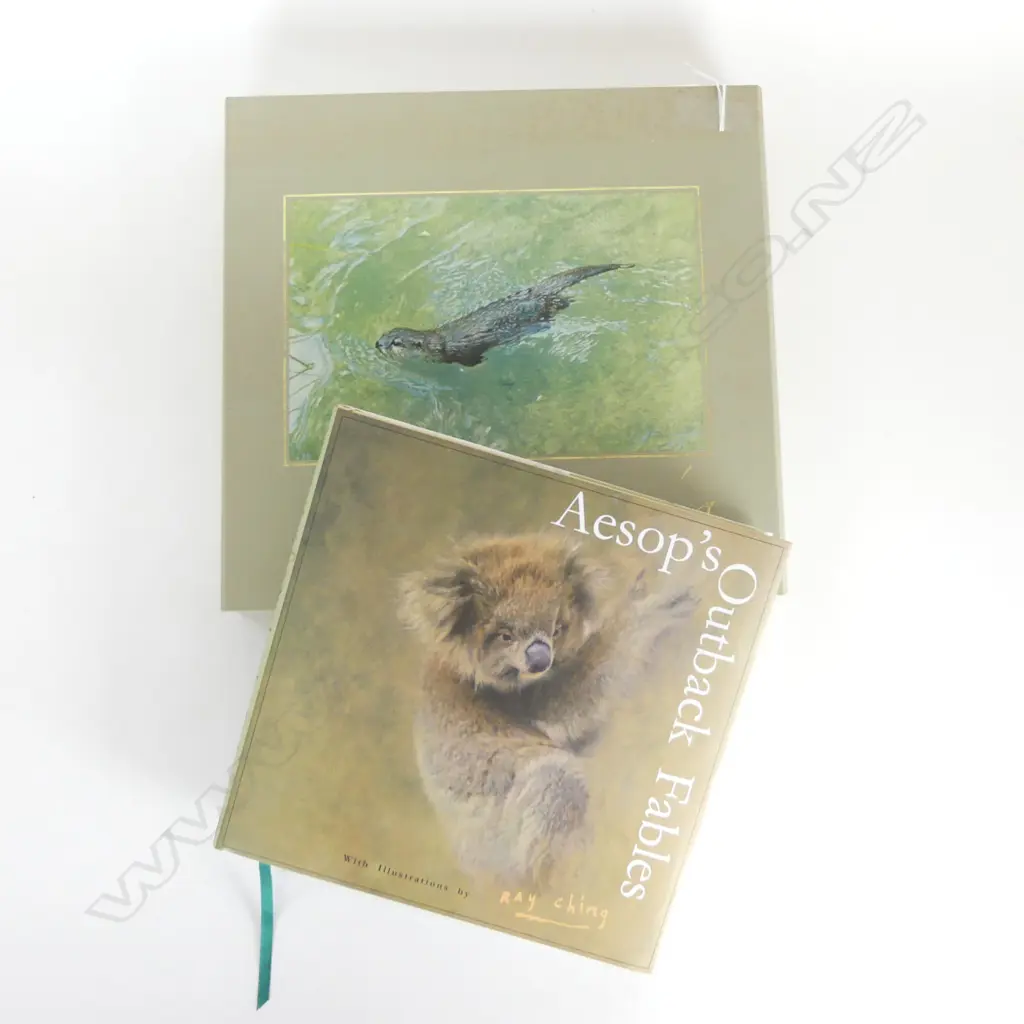 2 RAYMOND CHING BOOKS; 'WILD PORTRAITS' DE LUXE EDITION No.1 OF 25 1988, AESOPS OUTBACK FABLES Image 1++