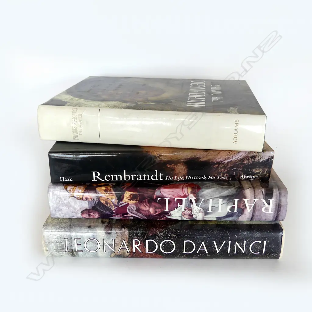 4 ART REF. BOOKS; REMBRANDT, MICHELANGELO, DA VINCI, RAPHAEL Image 1++