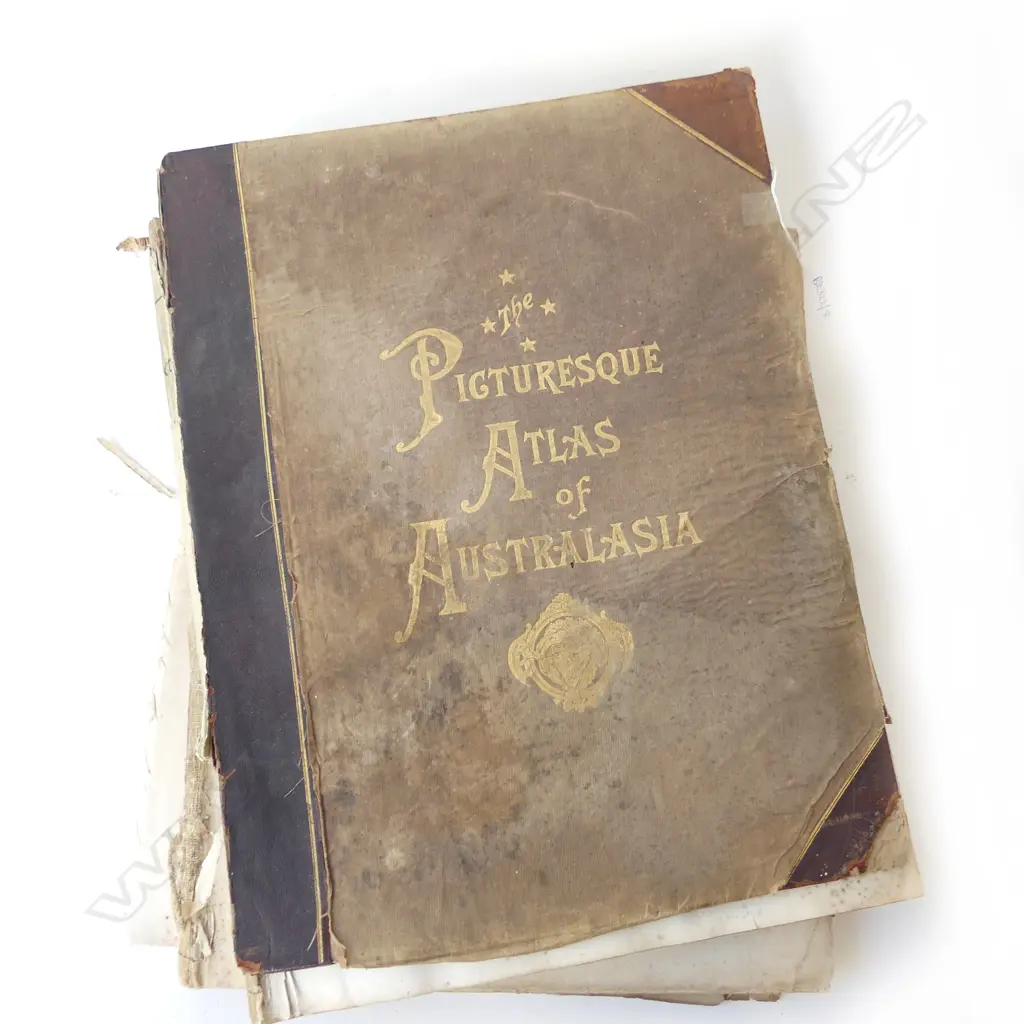 LG ANTIQUE BOOK; PICTURESQUE ATLAS OF AUSTRALASIA VOL. 1 & 2 (NOT BOUND, FAULTS) 440x350mm Image 1++