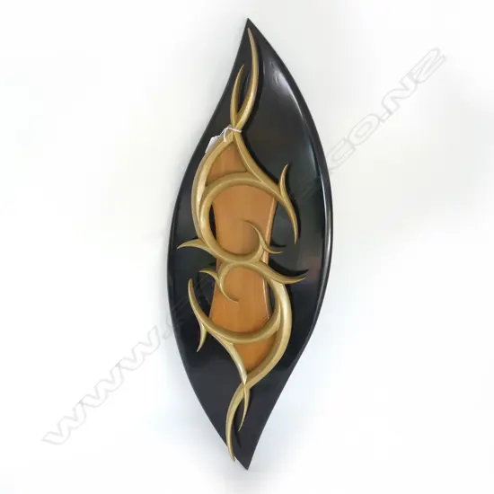 RIKI TIPENE MIXED MEDIA ARTWORK 'MATARIKI' carved & lacquered wood. Signed, entitled & dated 2003  verso 800 x 290mm..