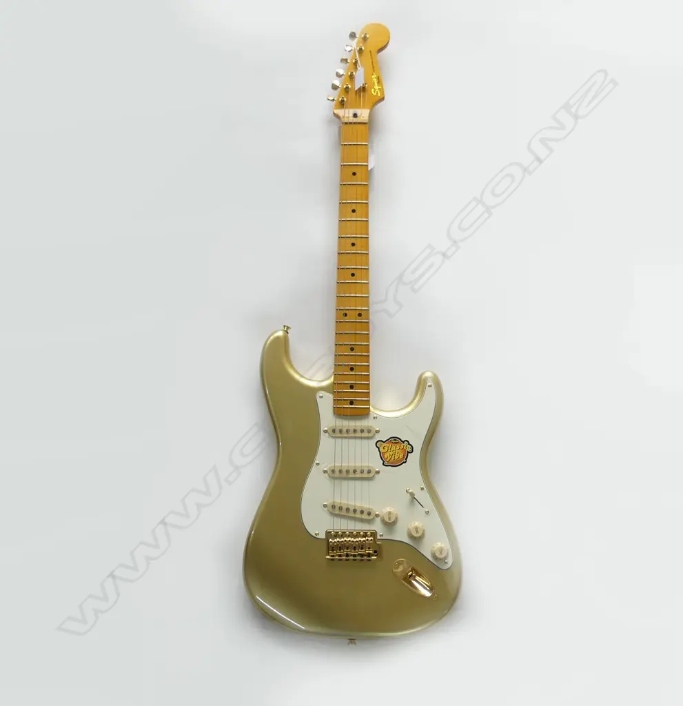 SQUIRE STRATOCASTER GOLD 60TH ANNIVERSARY EDITION ELECTRIC GUITAR BY FENDER WITH SOFT CASE Image 1++