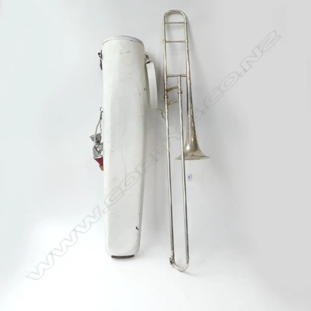 ANTIQUE BOOSEY & CO ACME MODEL 'SOLBRON' TROMBONE, CASED Image 1++