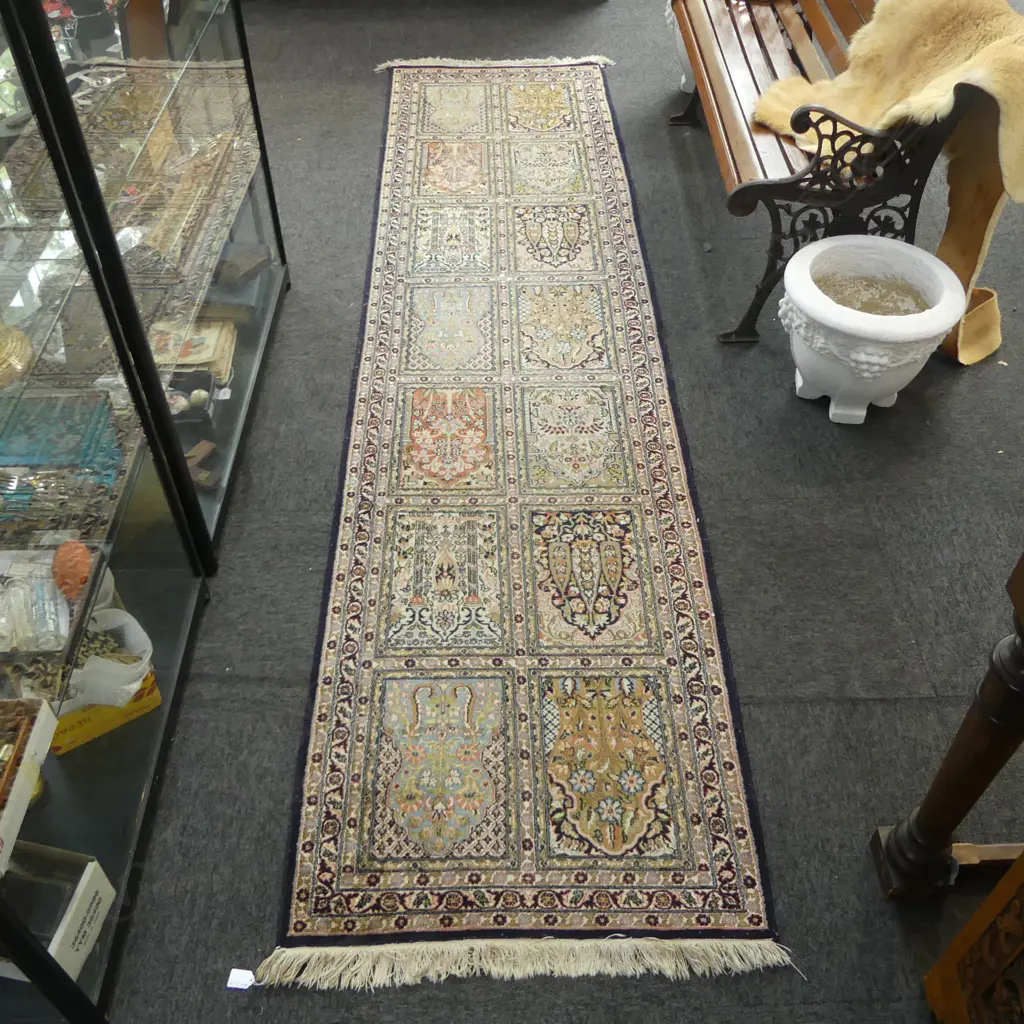 HAND KNOTTED WOOL / SILK PILE RUNNER 3000x450mm Image 1++
