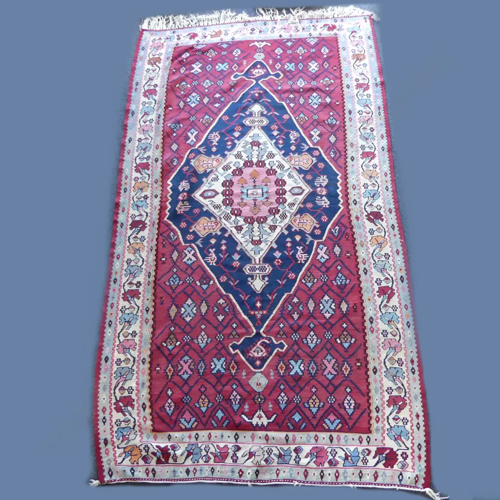 (18) QUALITY LGE KELIM RUG geometric & florals 2480 x 1450mm Image 1++