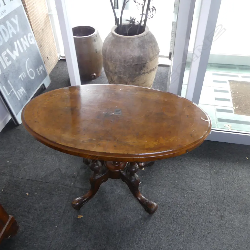 VICTORIAN OVAL INLAID LOO TABLE 1060x610x700mm Image 1++
