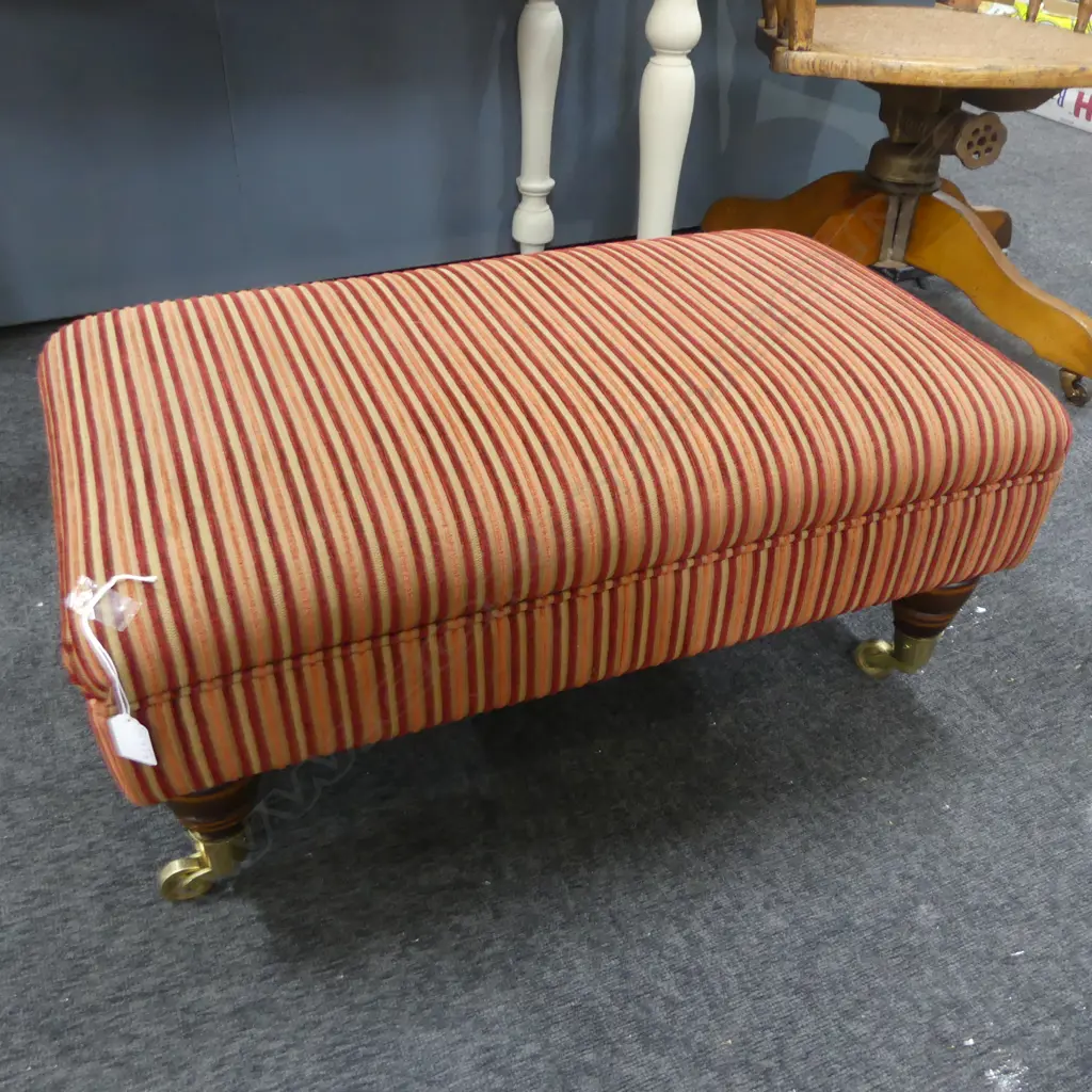 FOOTSTOOL; STRIPED RED VELVET UPHOLSTERY 720x430x330mm Image 1++