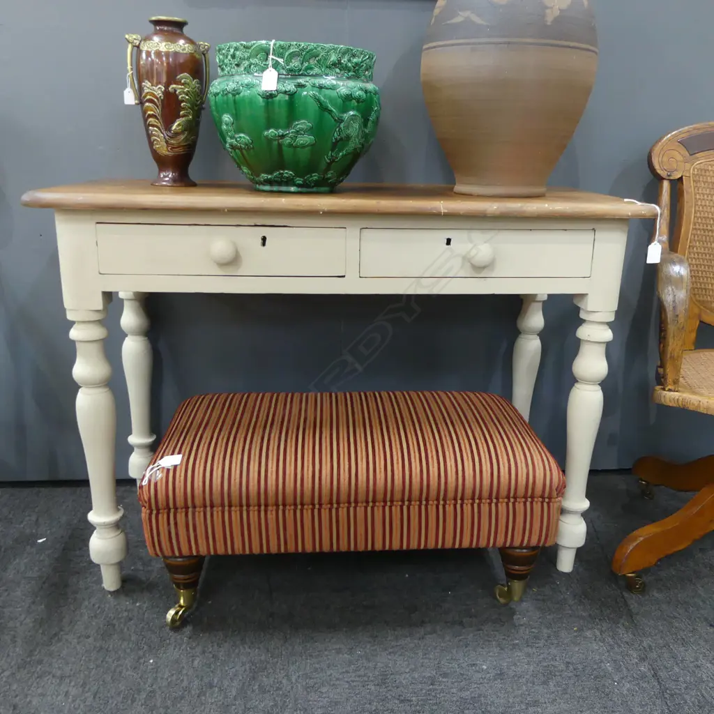 PAINTED COLONIAL DESK; 2 DRAWERS 1070x480x740mm Image 1++