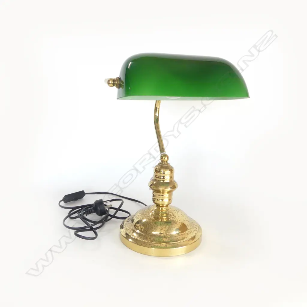 BANKERS LAMP - GREEN GLASS SHADE H.370mm Image 1++