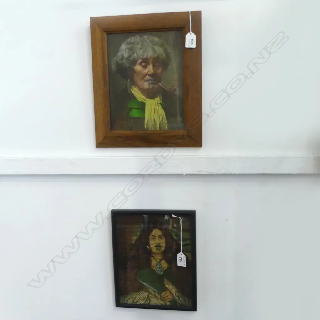 2 MAORI PORTRAITS; FABRIC PRINT, GOLDIE PRINT - INA TE PAPATAHI 240x190mm   Image 1++